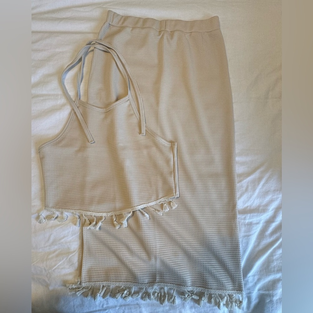Cream Boho Skirt and Crop Top